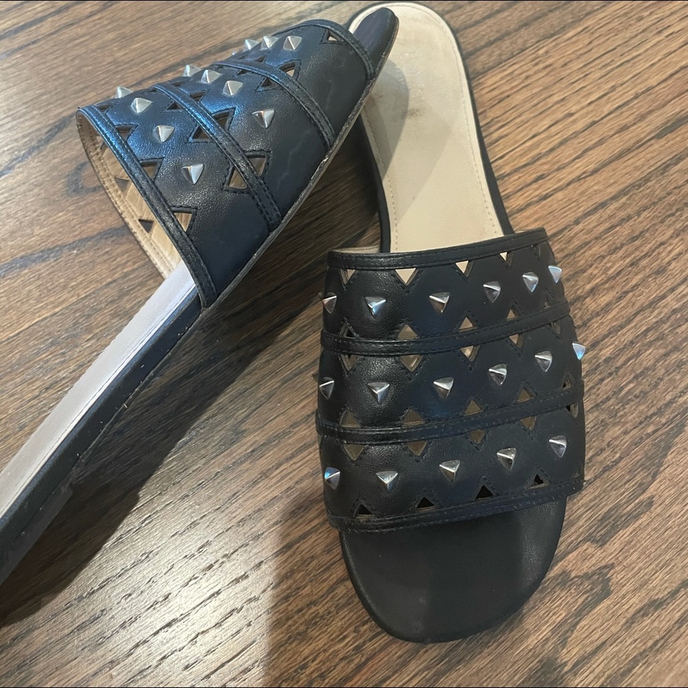 Botkier Black studded Leather slides sz 9.5